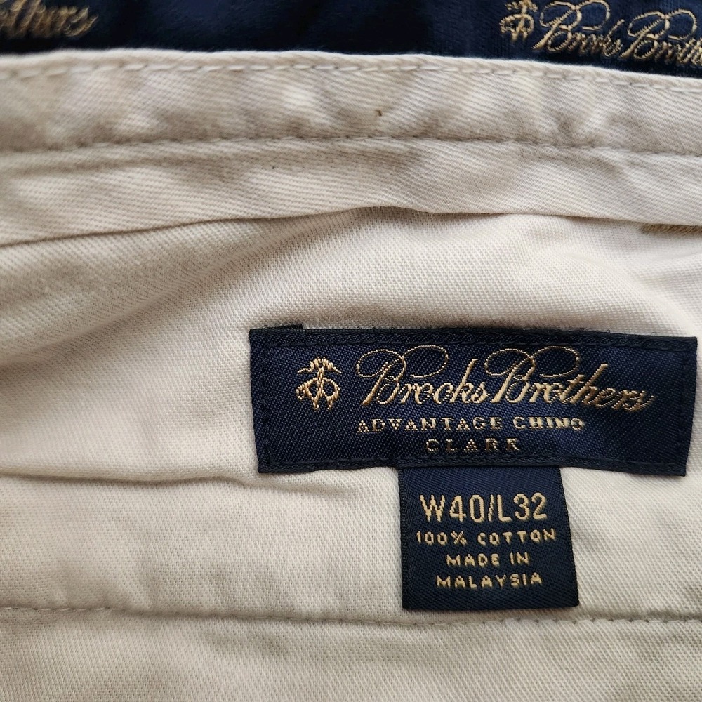 Brooks Brothers Mens 40x32 Khaki Advantage Chino Clark Casual Pants Office - Picture 8 of 10